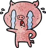 crying pig cartoon vector