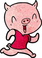 happy cartoon pig vector