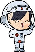 cartoon happy astronaut girl waving vector