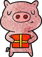 cartoon christmas pig vector