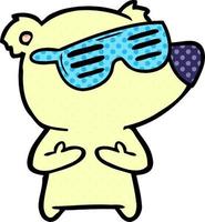 cartoon bear wearing sunglasses vector