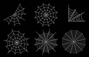 Set Of Spiders Web For Halloween Decoration Vector Illustration With Design Elements In Flat Style