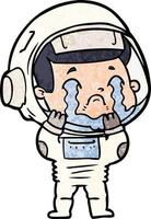 astronauta llorando de dibujos animados vector