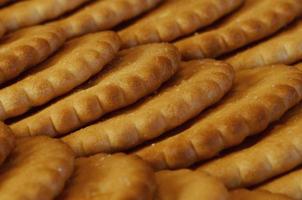 Closeup of salted crackers photo