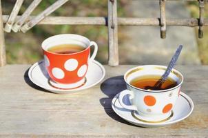 Rustic still life with a cups of tea photo