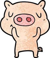 cartoon content pig vector