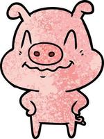 nervous cartoon pig vector