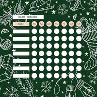 Habit tracker. A planner for the organization of time with a Christmas background. Calendar. Winter mood. vector