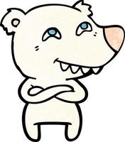 cartoon polar bear showing teeth vector