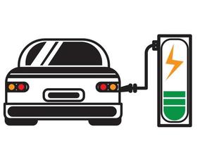 Ilustración de vector de carga de coche eléctrico en la estación de energía