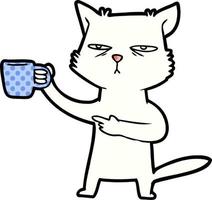 cartoon cat needing a refill of coffee vector