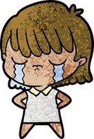 cartoon woman crying vector