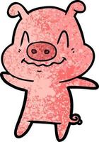 nervous cartoon pig vector