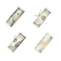 Several bundles of US dollars isolated on white background photo