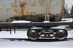 Parts of the snowy freight railcar photo