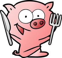 cheerful sitting pig cartoon vector