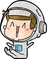 astronauta de dibujos animados feliz sentado vector