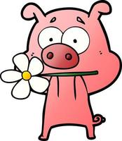 happy cartoon pig vector