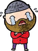 cartoon bearded man crying vector