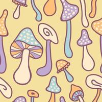 Whimsical agaric mushrooms seamless pattern. vector