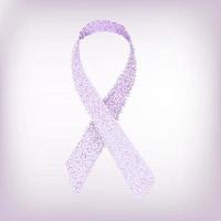 Purple ribbon. Symbol of general awareness Epilepsy, Fibromyalgia, Harmony, Lupus, Domestic Violence, Thyroid Cancer. Vector illustration.