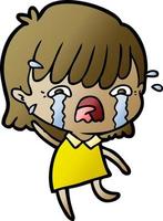 cartoon girl crying vector