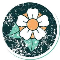 iconic distressed sticker tattoo style image of a flower vector