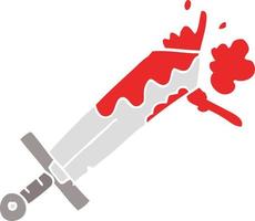 bloody flat color style cartoon sword vector