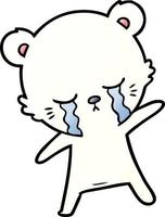 sad little polar bear cartoon vector