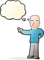 cartoon pointing man with thought bubble vector