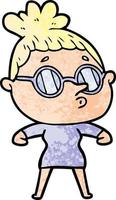 cartoon woman wearing glasses vector