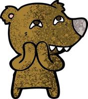 cartoon bear showing teeth vector