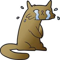cartoon crying cat vector