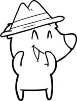 laughing bear cartoon wearing hat vector