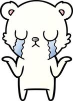 sad little polar bear cartoon vector