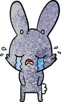 cute cartoon rabbit crying vector