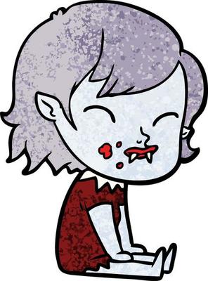 cartoon vampire girl with blood on cheek