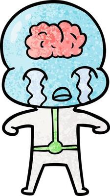 cartoon big brain alien crying