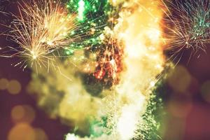 Abstract background. Gold-colored blur. Fireworks circle blur photo