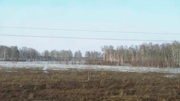 View through the window of the express train between Omsk and Novosibirsk video