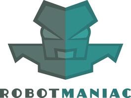 Angry robot vector logo design. Modern Robot in flat style. Concept artificial Intelligence.