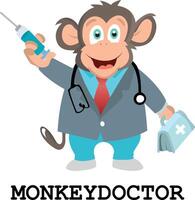 Monkey Doctor Mascot Logo Design. vector