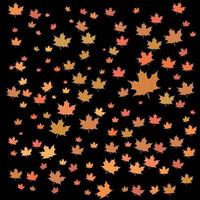 Falling leaves pattern with autumn tones on black background vector