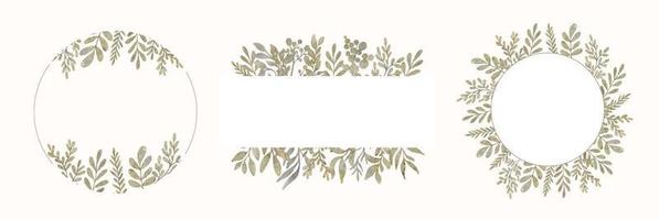marco de hoja botánica. marco de tarjeta de hojas de primavera y borde de selva floral vintage. vector