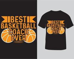 descarga gratuita de plantilla de diseño de camiseta de vector de tipografía de mejor entrenador de baloncesto