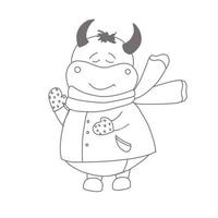 Year of the bull. Ox coloring page The animals are horned. Children's illustration bull or ox. Christmas and New Year. symbol of the year. 2021, vector