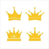 Los iconos de la corona del logotipo establecen una colección de símbolos con un diseño plano vector