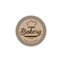 Bakery logo design with flat style of bakery chef hat color vector illustration