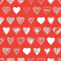 Seamless pattern with valentine hearts, sketch drawing for your design vector