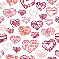 Seamless pattern with valentine hearts, sketch drawing for your design vector